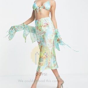 ASOS Pattern satin midi skirt